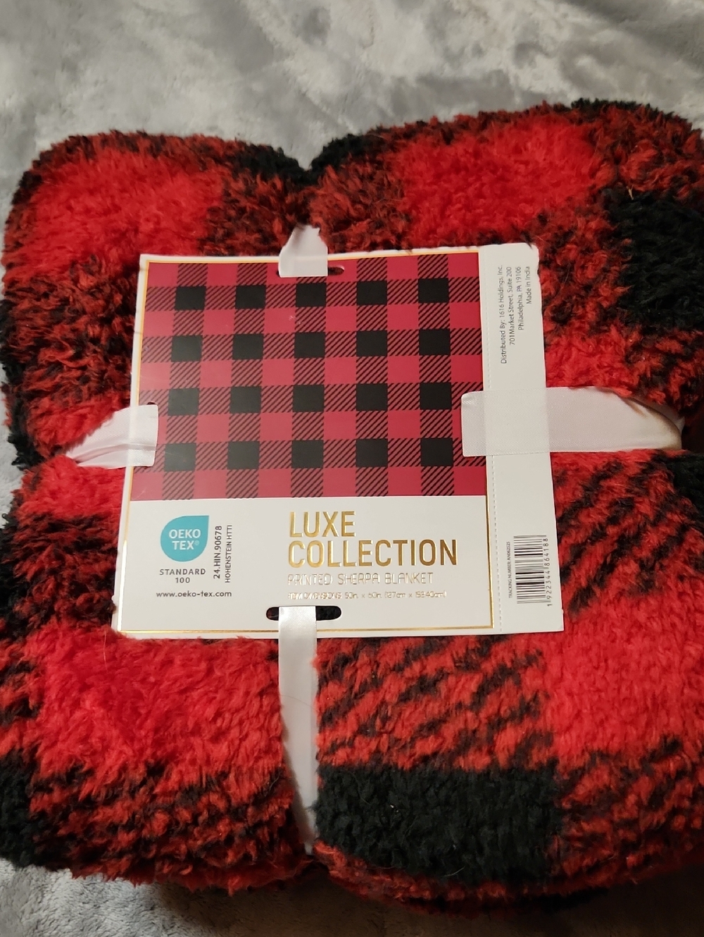 Luxe Red and Black Buffalo Plaid Sherpa Throw